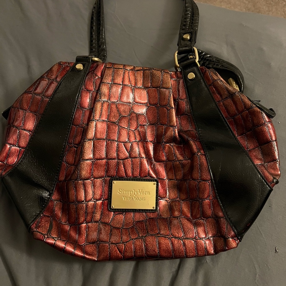Simply Vera Burgandy Crocodile Shoulder Bag